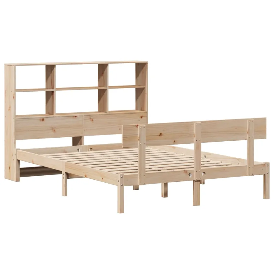 Lit bibliothèque sans matelas 140x200 cm bois massif de pin - 3