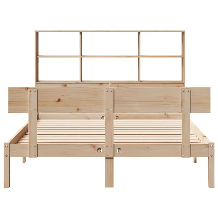 Lit bibliothèque sans matelas 140x200 cm bois massif de pin - 4