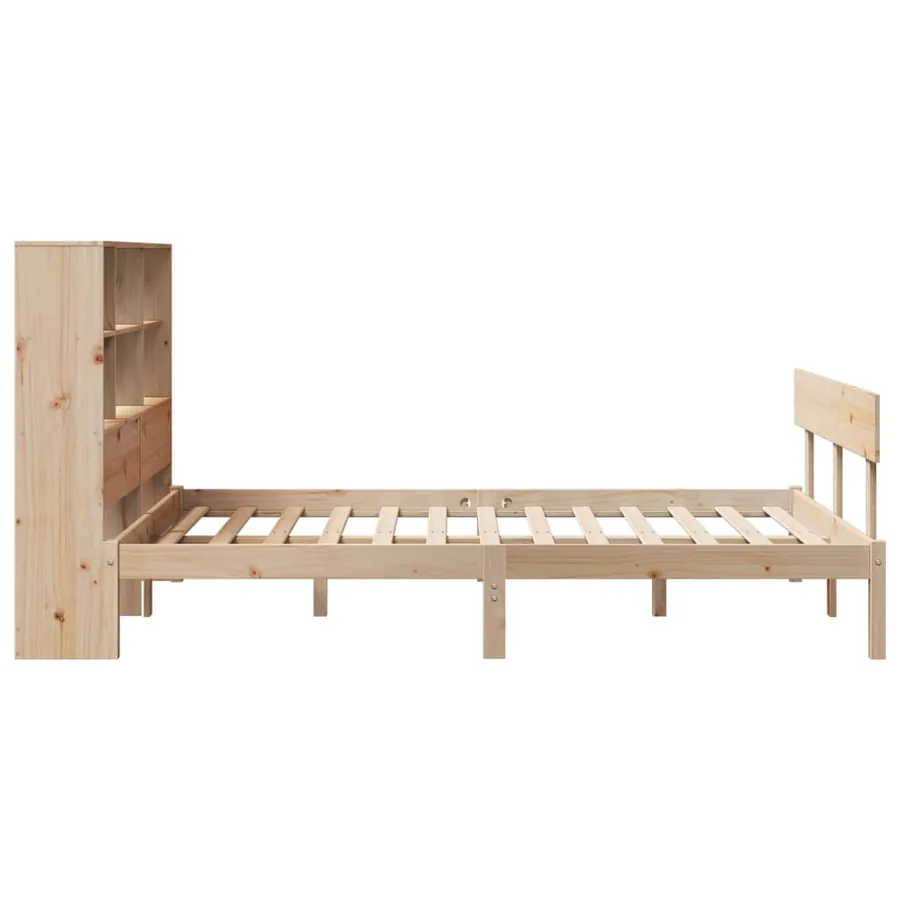 Lit bibliothèque sans matelas 140x200 cm bois massif de pin - 7
