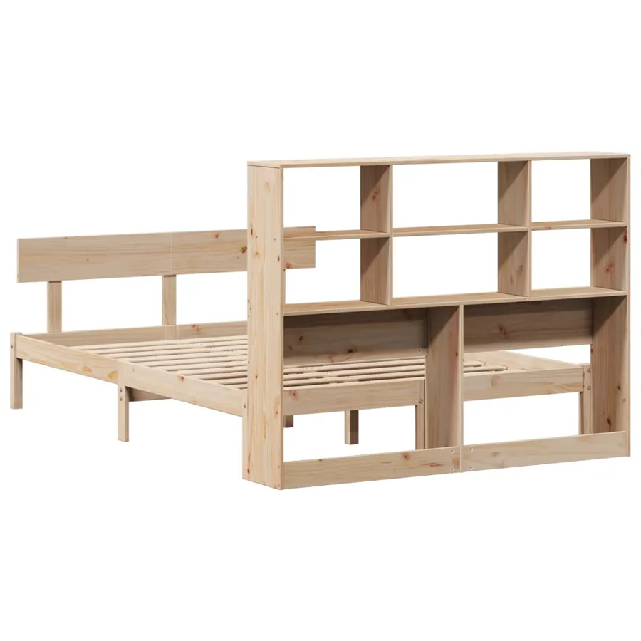 Lit bibliothèque sans matelas 140x200 cm bois massif de pin - 8