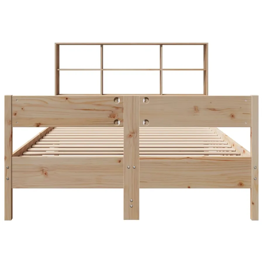 Lit bibliothèque sans matelas 140x200 cm bois massif de pin - 4