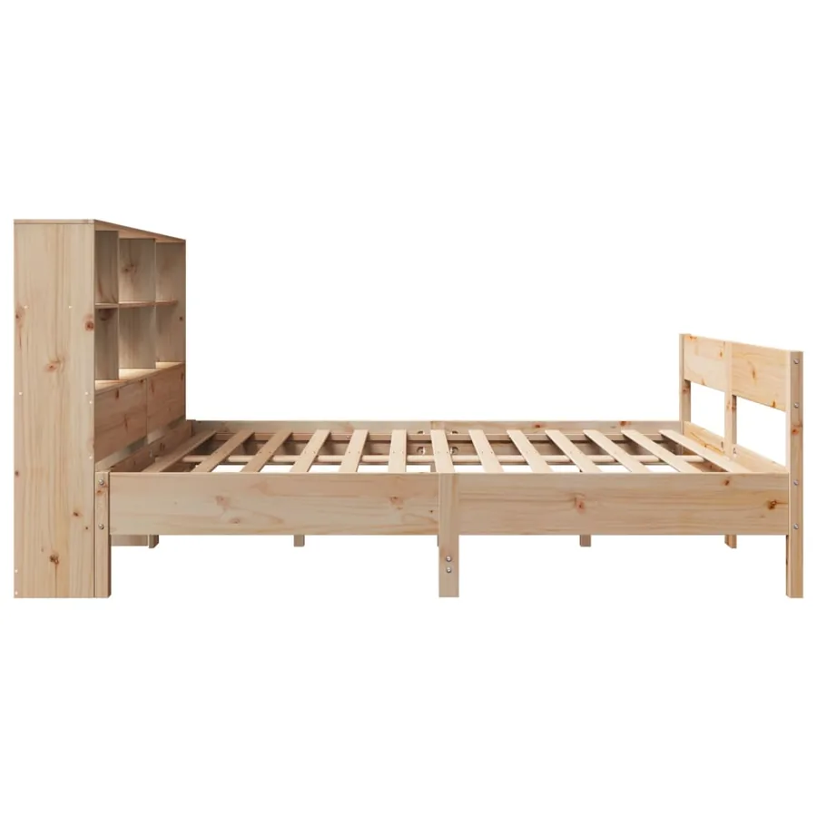 Lit bibliothèque sans matelas 140x200 cm bois massif de pin - 5