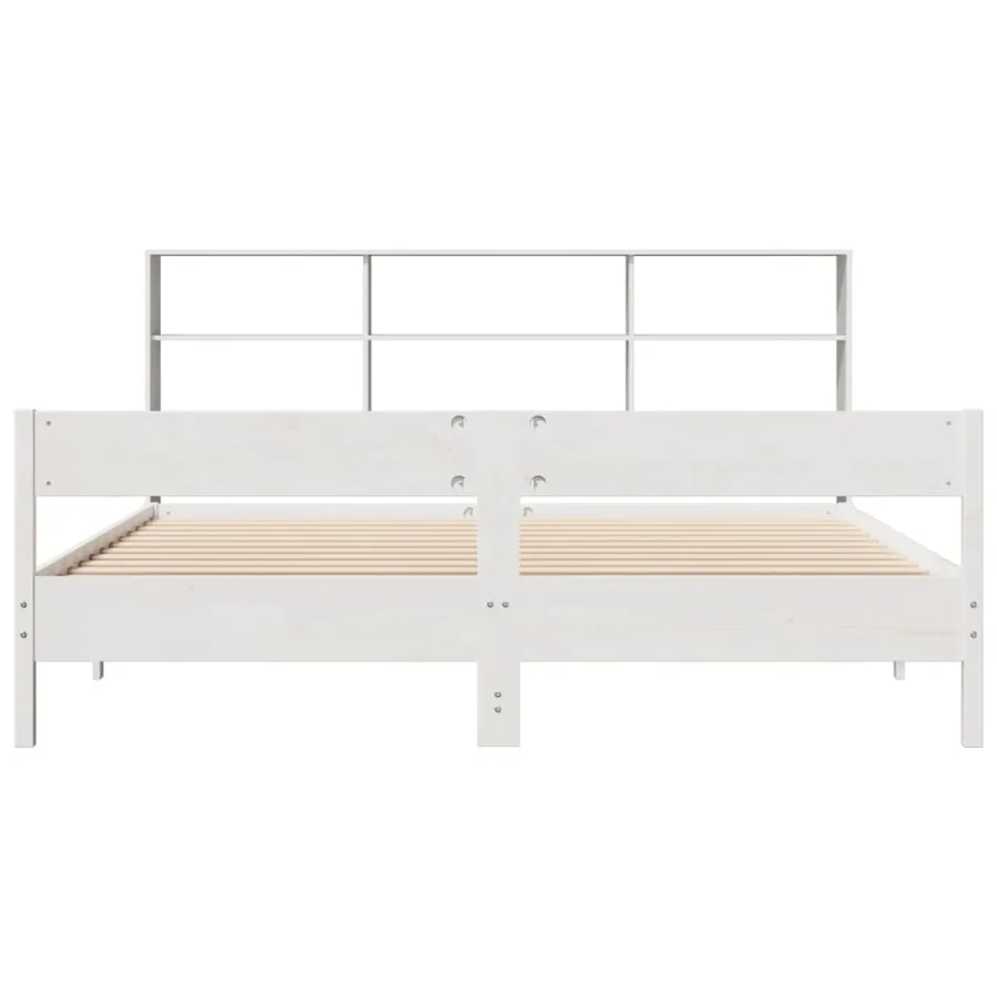 Lit bibliothèque sans matelas blanc 180x200 cm bois pin massif - 4