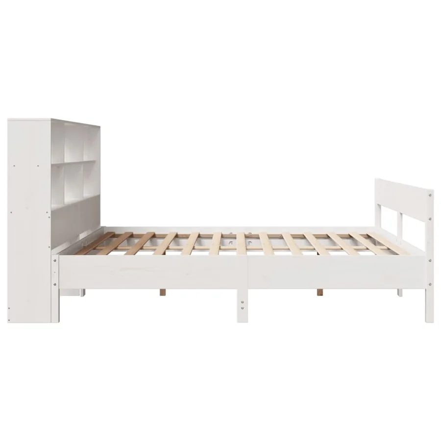 Lit bibliothèque sans matelas blanc 180x200 cm bois pin massif - 5