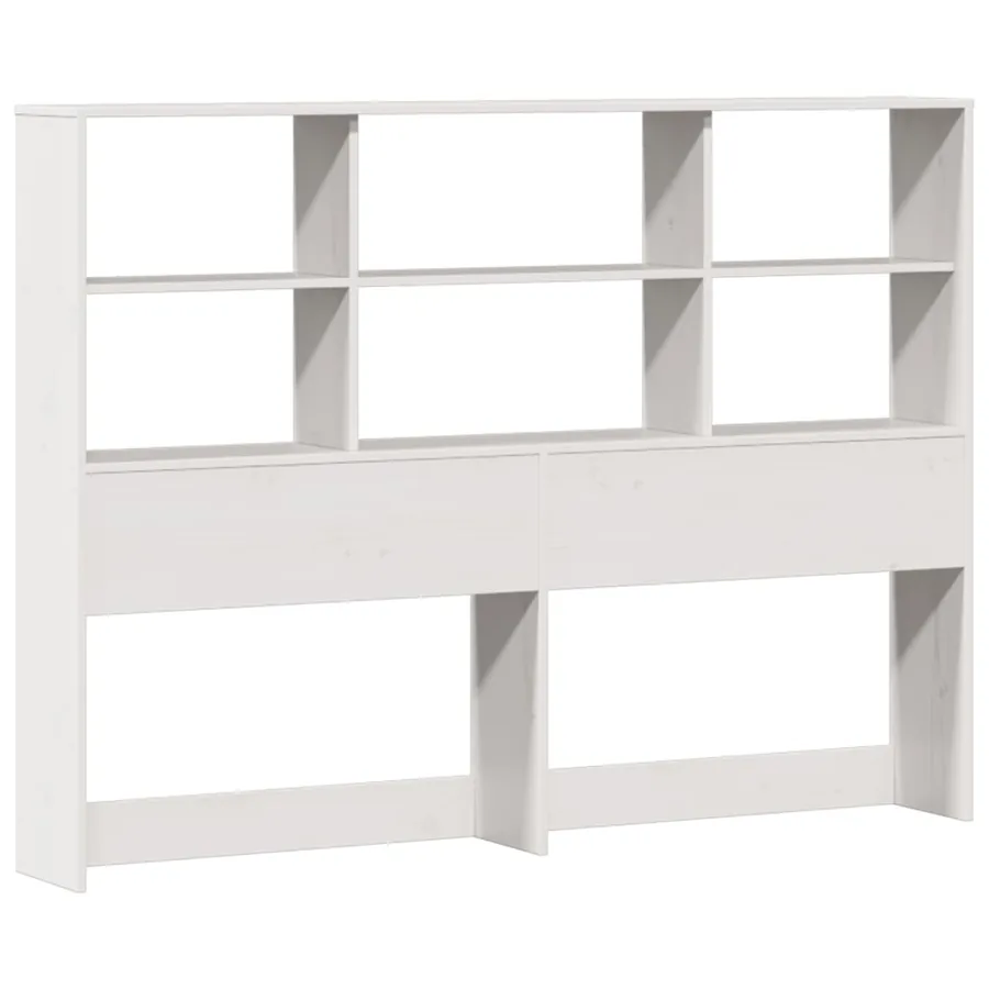 Lit bibliothèque sans matelas blanc 180x200 cm bois pin massif - 7