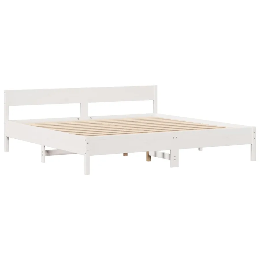 Lit bibliothèque sans matelas blanc 180x200 cm bois pin massif - 8