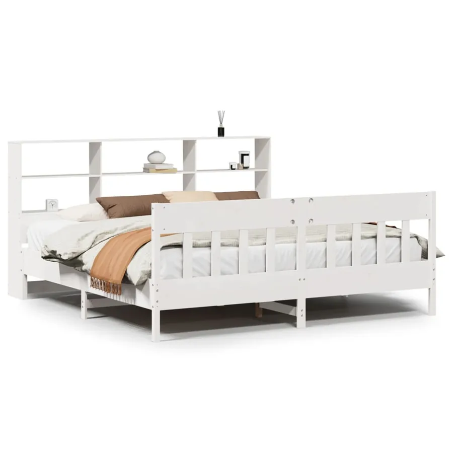 Cadre de lit sans matelas blanc 180x200 cm bois massif de pin - 2