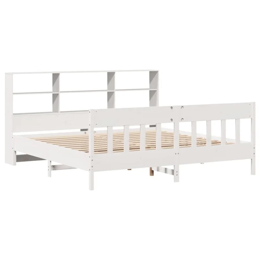Cadre de lit sans matelas blanc 180x200 cm bois massif de pin - 3