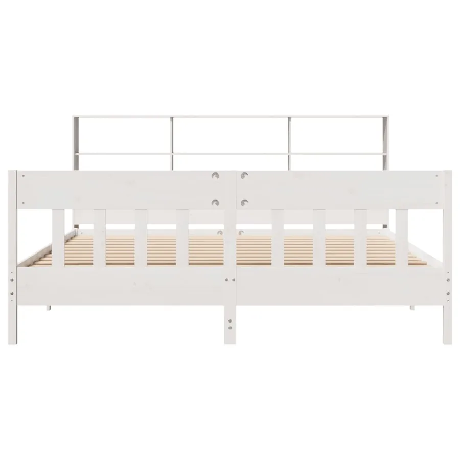 Cadre de lit sans matelas blanc 180x200 cm bois massif de pin - 4