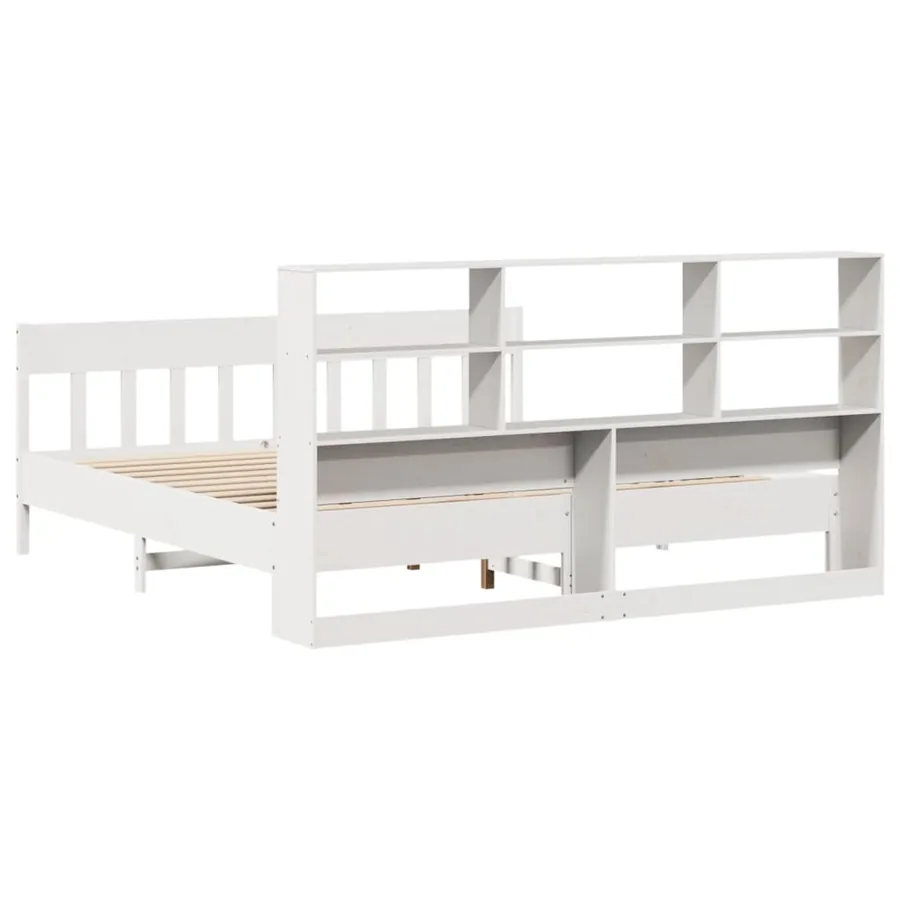 Cadre de lit sans matelas blanc 180x200 cm bois massif de pin - 8