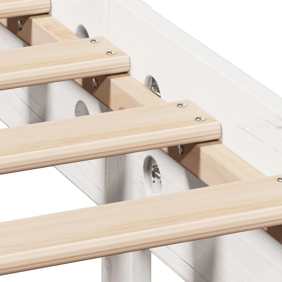 Lit bibliothèque sans matelas blanc 75x190cm bois de pin massif - 10
