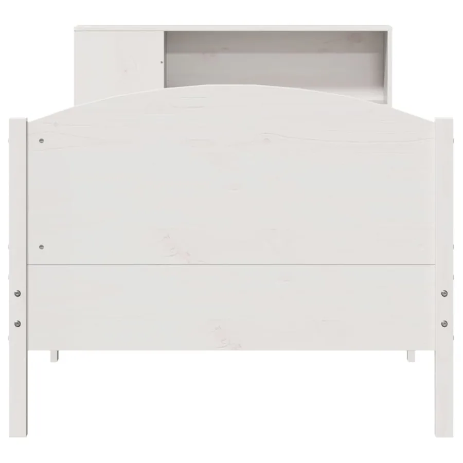 Lit bibliothèque sans matelas blanc 75x190cm bois de pin massif - 4