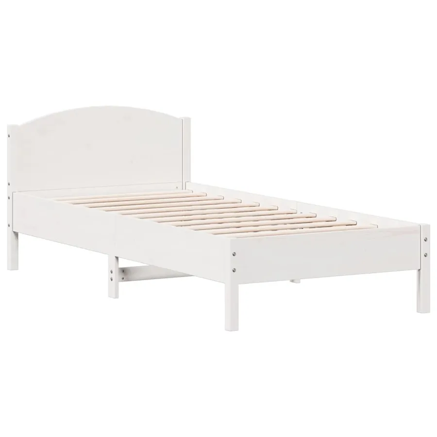 Lit bibliothèque sans matelas blanc 75x190cm bois de pin massif - 8