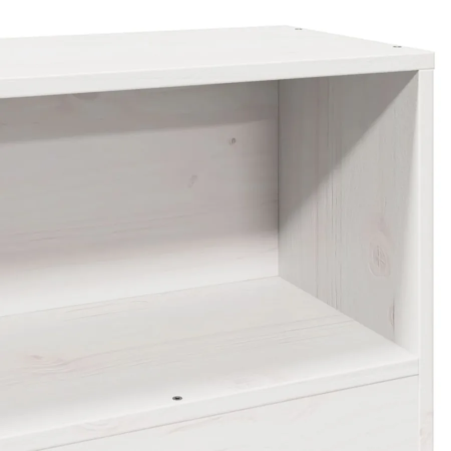 Lit bibliothèque sans matelas blanc 75x190cm bois de pin massif - 9