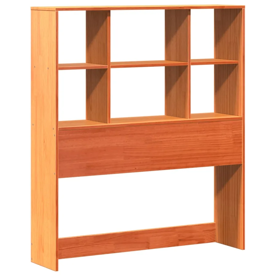 Lit bibliothèque sans matelas cire marron 100x200 cm pin massif - 7
