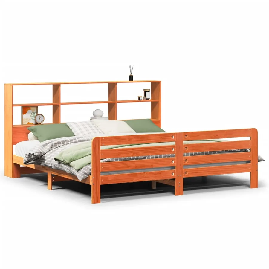 Cadre de lit sans matelas cire marron 180x200cm bois pin massif - 2