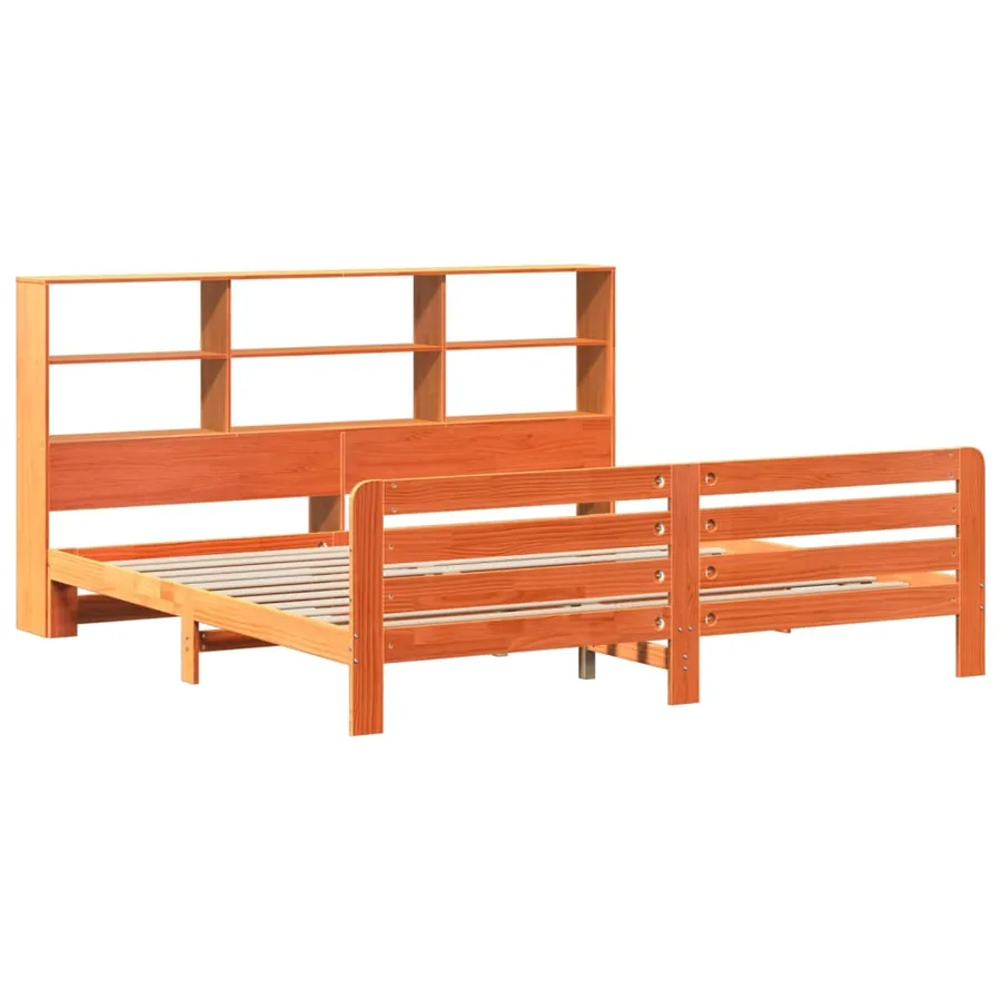 Cadre de lit sans matelas cire marron 180x200cm bois pin massif - 3