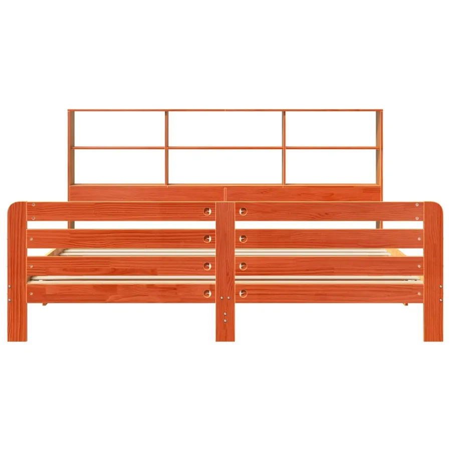 Cadre de lit sans matelas cire marron 180x200cm bois pin massif - 4