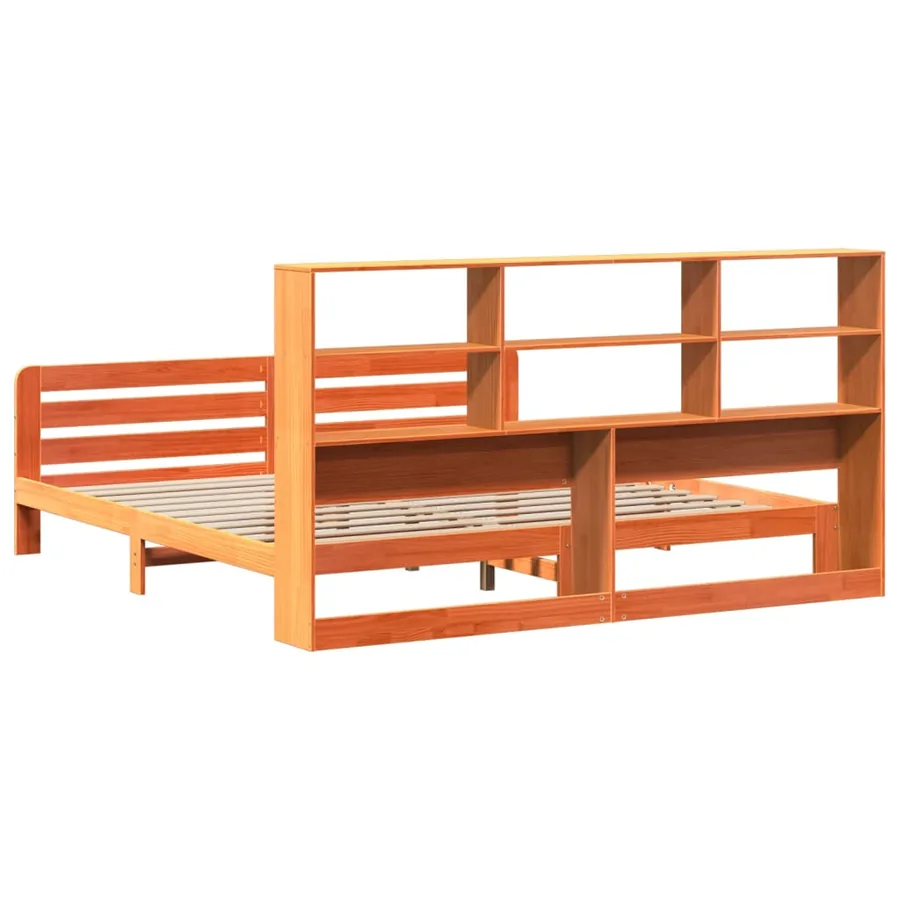 Cadre de lit sans matelas cire marron 180x200cm bois pin massif - 6