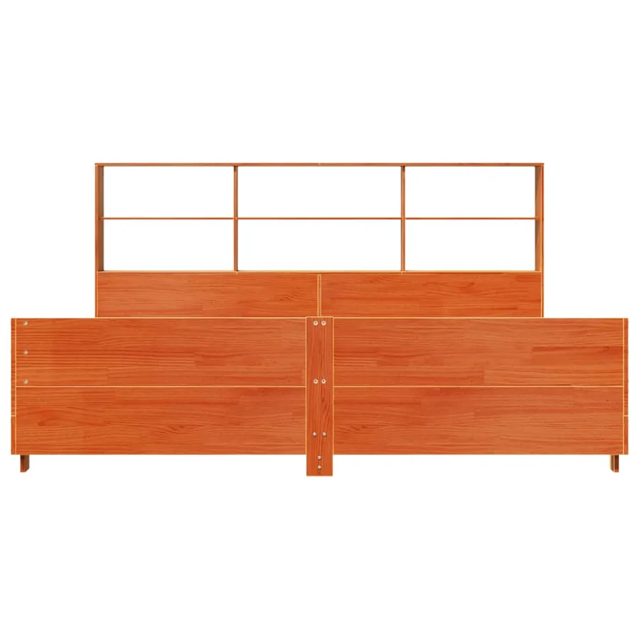 Cadre de lit sans matelas cire marron 200x200cm bois pin massif - 4