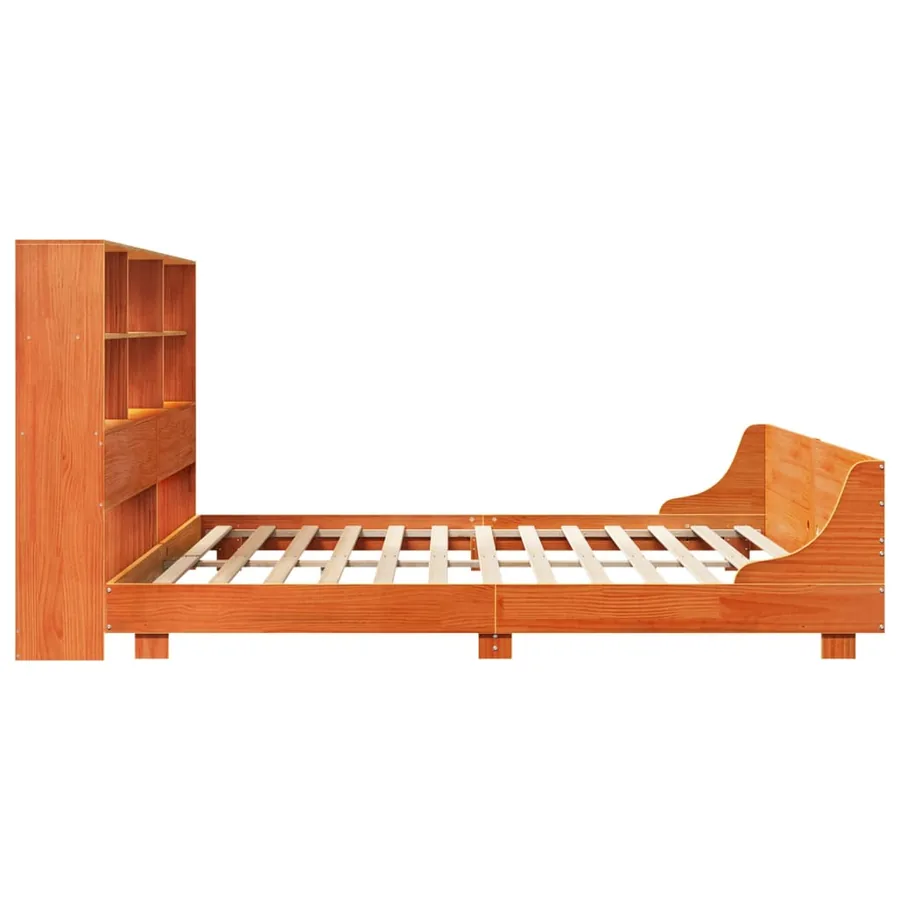 Cadre de lit sans matelas cire marron 200x200cm bois pin massif - 7