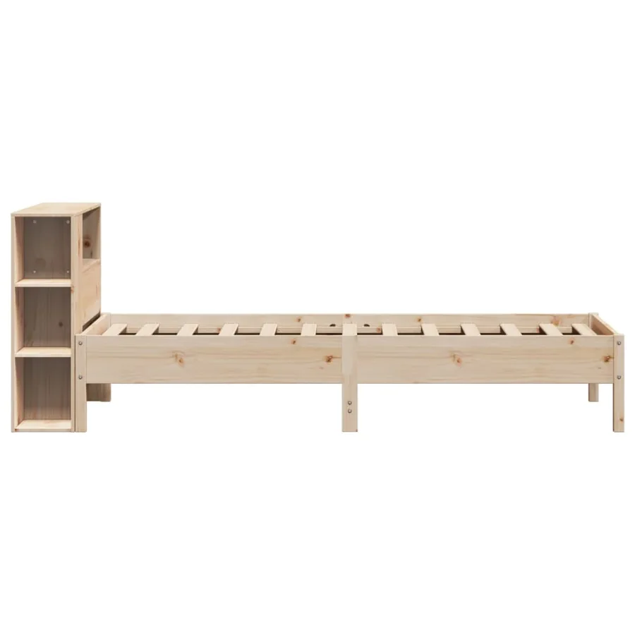 Lit bibliothèque sans matelas 90x200 cm bois de pin massif - 5