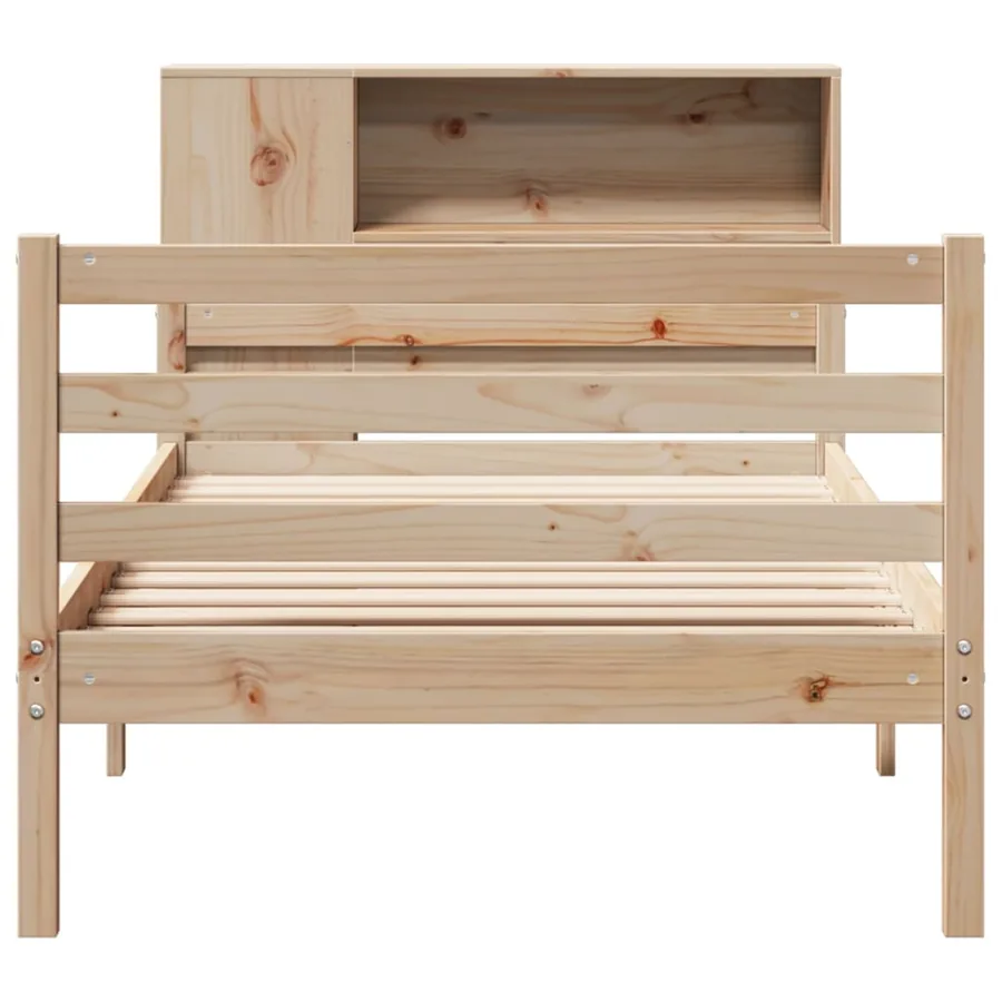 Lit bibliothèque sans matelas 90x200 cm bois de pin massif - 4