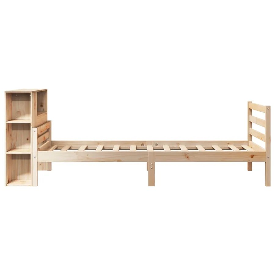 Lit bibliothèque sans matelas 90x200 cm bois de pin massif - 5