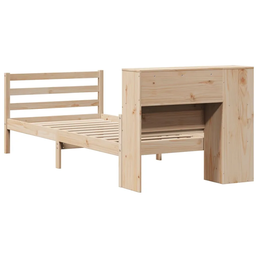 Lit bibliothèque sans matelas 90x200 cm bois de pin massif - 6