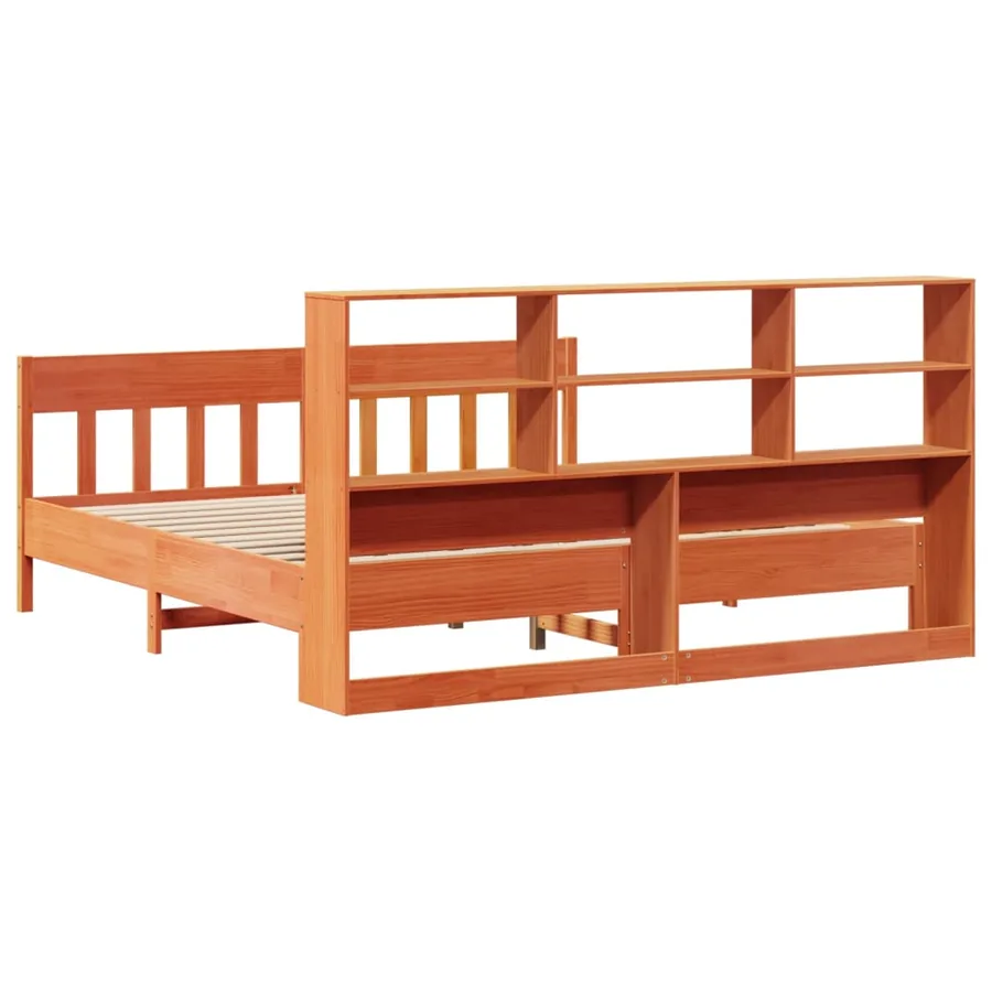 Cadre de lit sans matelas cire marron 200x200cm bois pin massif - 8
