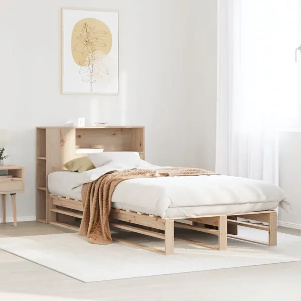 Lit bibliothèque sans matelas 90x190 cm bois massif