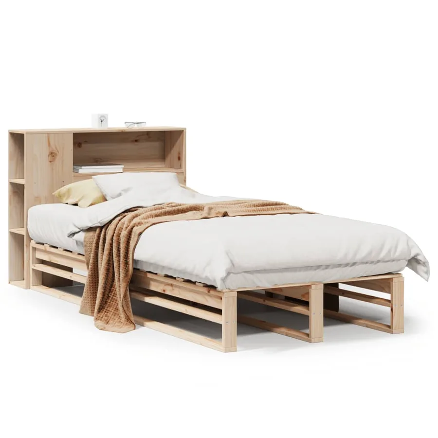 Lit bibliothèque sans matelas 90x190 cm bois massif - 2