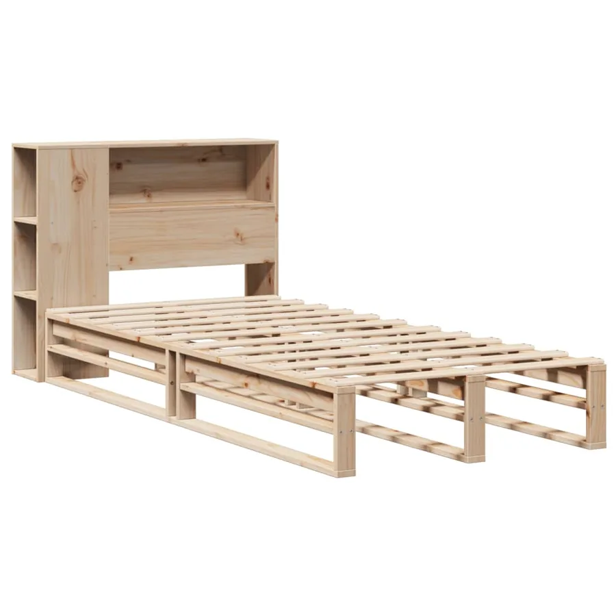Lit bibliothèque sans matelas 90x190 cm bois massif - 3