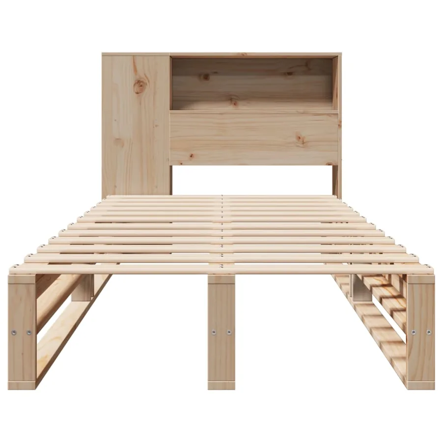 Lit bibliothèque sans matelas 90x190 cm bois massif - 4