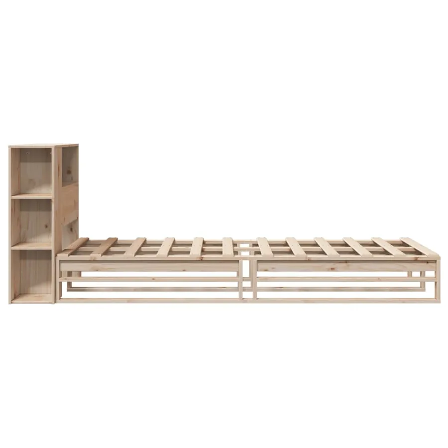 Lit bibliothèque sans matelas 90x190 cm bois massif - 7