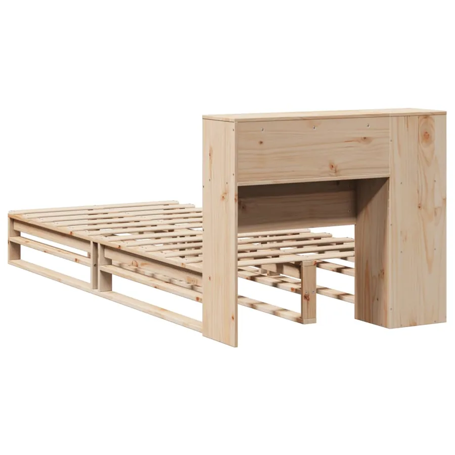 Lit bibliothèque sans matelas 90x190 cm bois massif - 8
