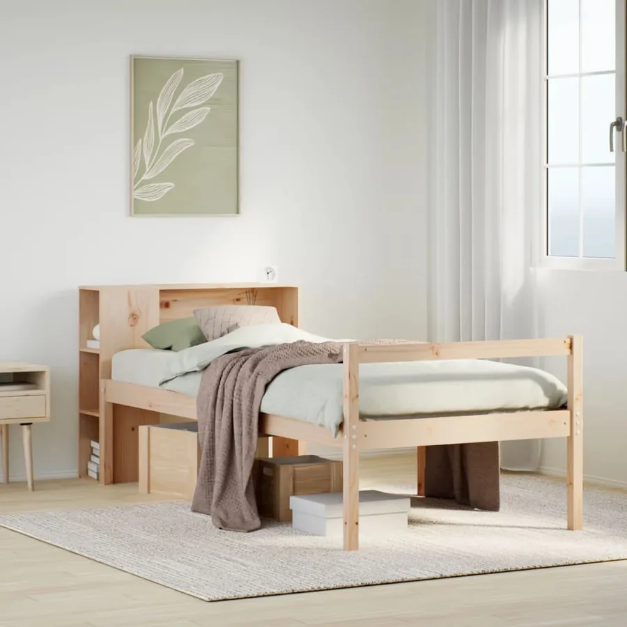 Lit bibliothèque sans matelas 90x190 cm bois de pin massif