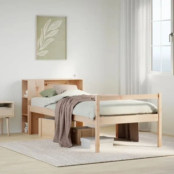 Lit bibliothèque sans matelas 90x190 cm bois de pin massif