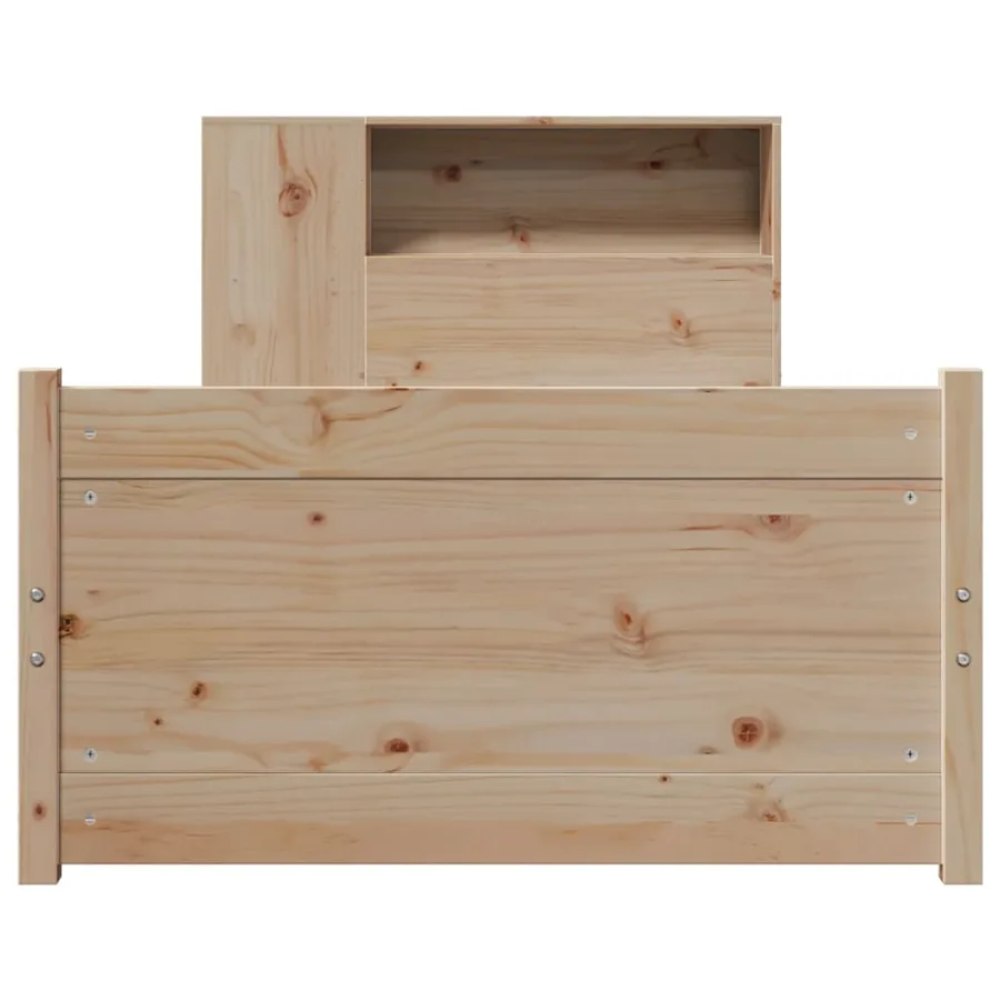 Lit bibliothèque sans matelas 90x190 cm bois de pin massif - 4