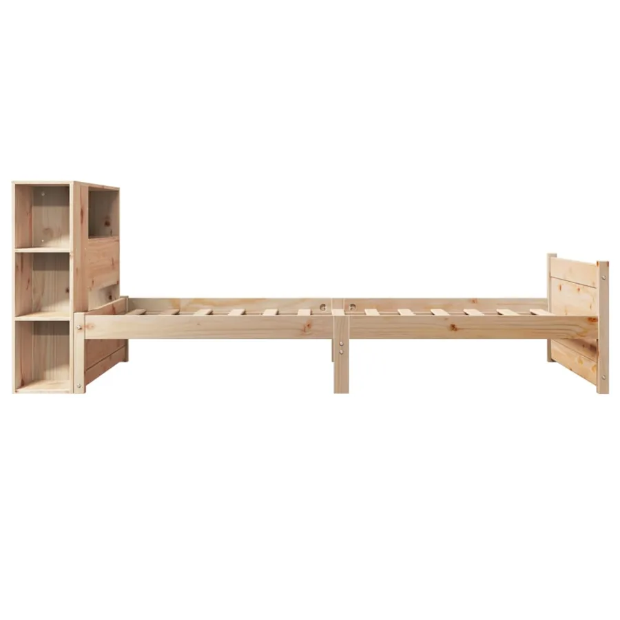 Lit bibliothèque sans matelas 90x190 cm bois de pin massif - 5