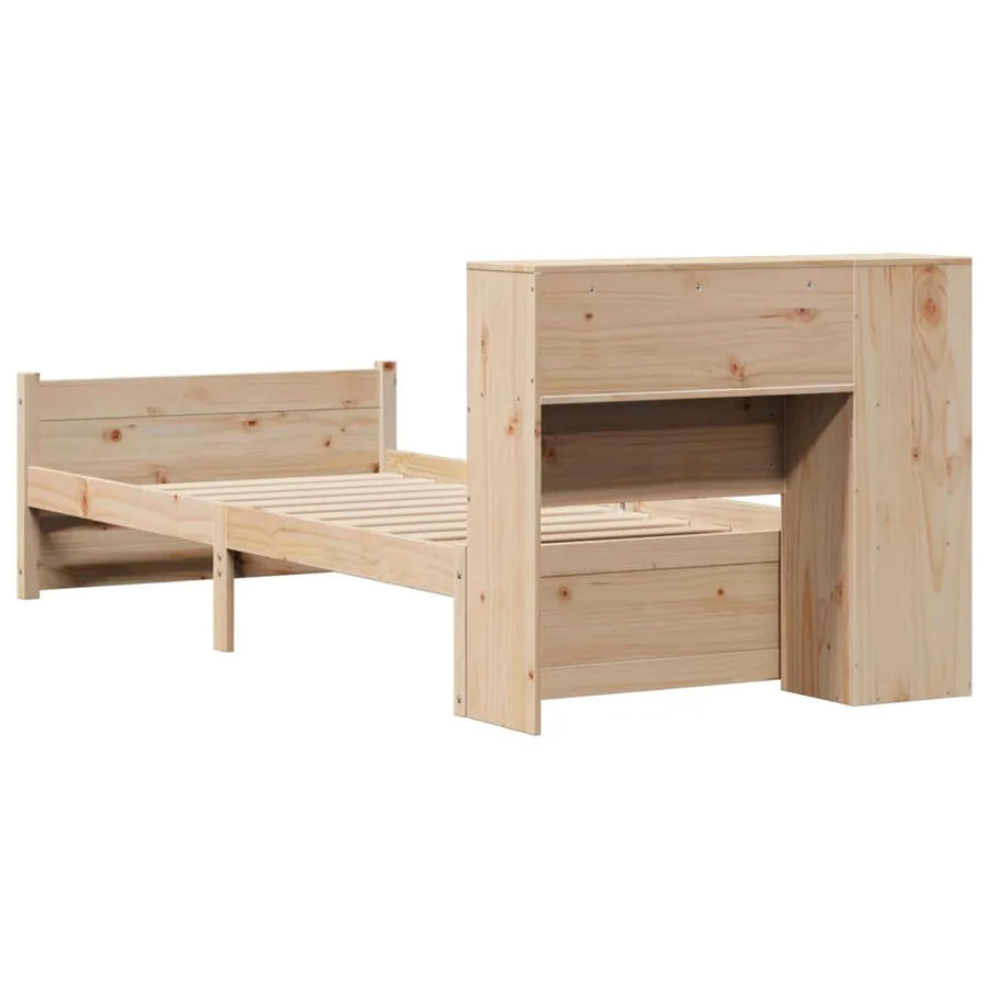 Lit bibliothèque sans matelas 90x190 cm bois de pin massif - 6