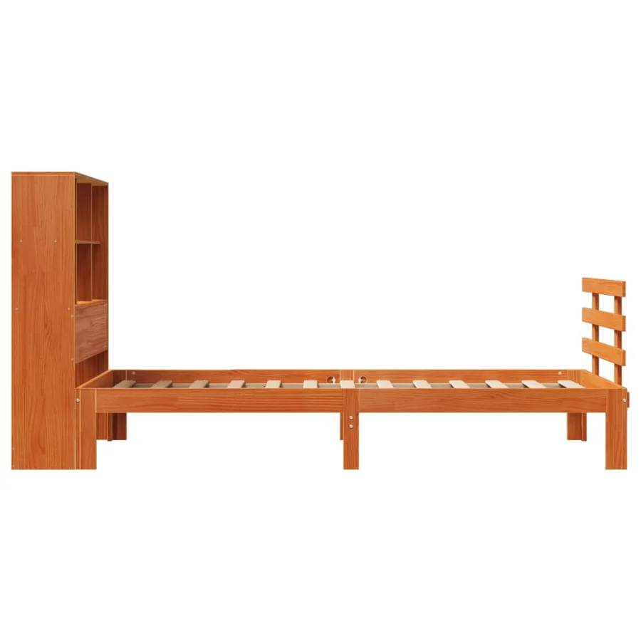 Lit bibliothèque sans matelas cire marron 75x190 cm pin massif - 5