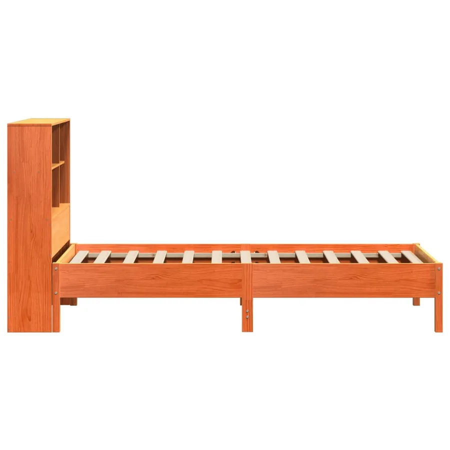 Lit bibliothèque sans matelas cire marron 75x190 cm pin massif - 5