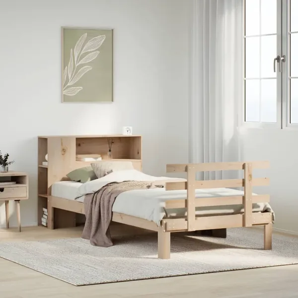 Lit bibliothèque sans matelas 90x200 cm bois de pin massif