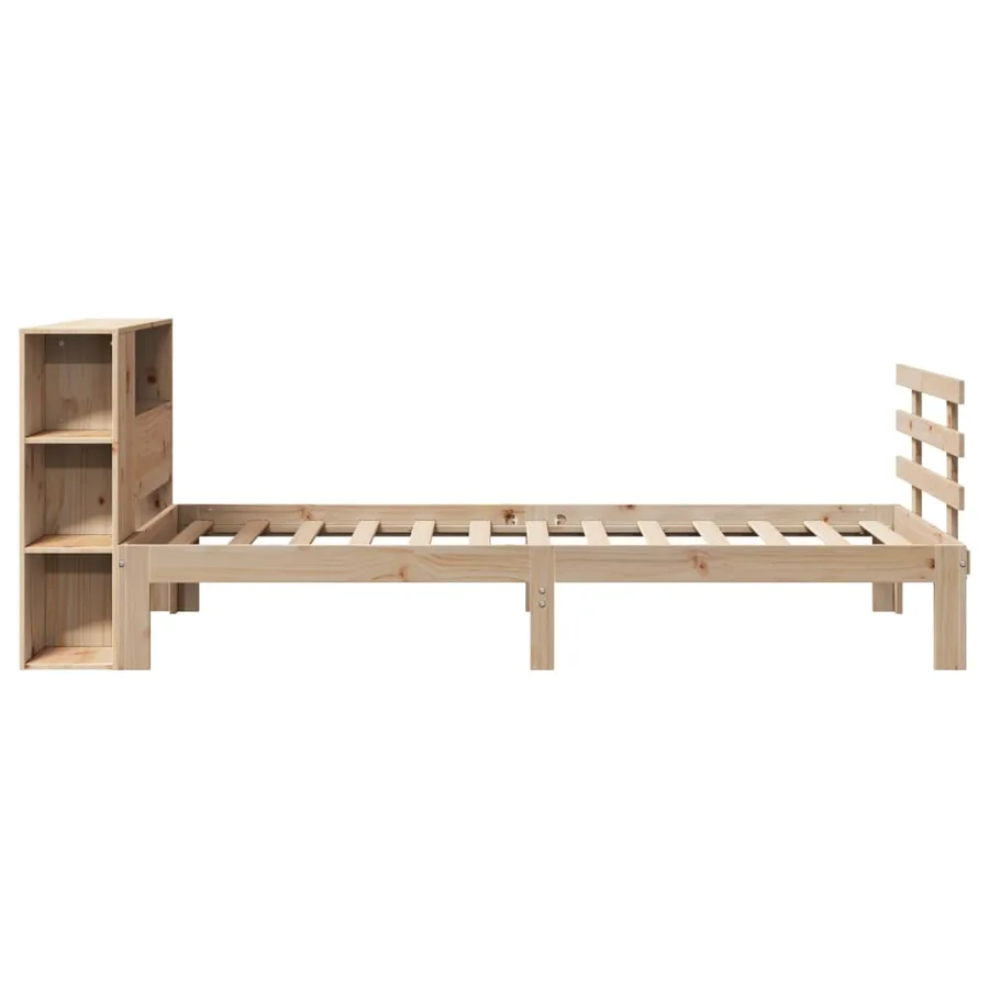 Lit bibliothèque sans matelas 90x200 cm bois de pin massif - 5
