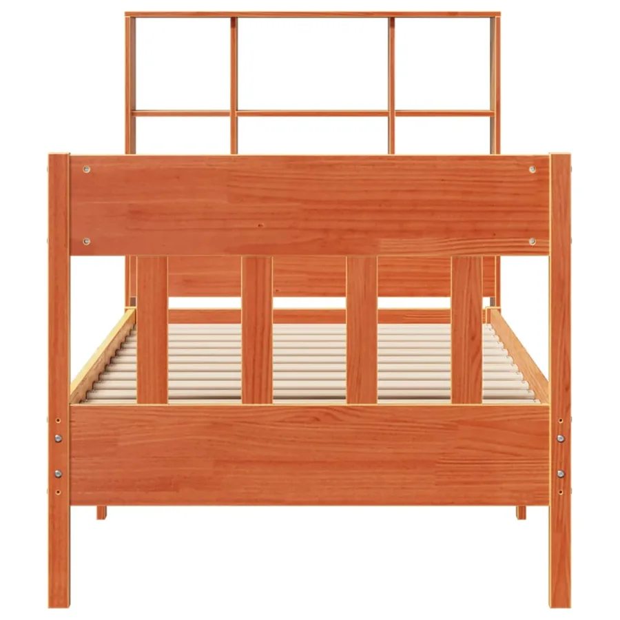 Cadre de lit sans matelas cire marron 75x190 cm bois pin massif - 4