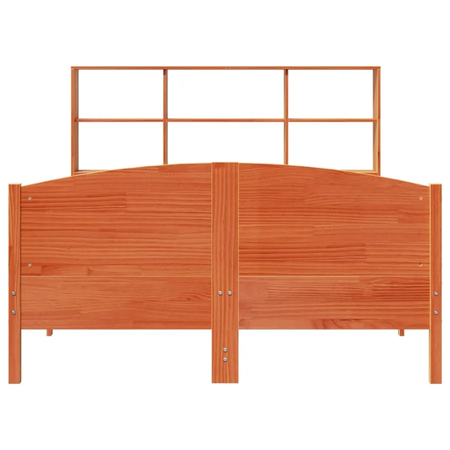 Lit bibliothèque sans matelas cire marron 150x200 cm pin massif - 4