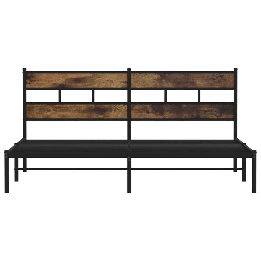 Cadre de lit en métal sans matelas chêne fumé 200x200 cm - 4