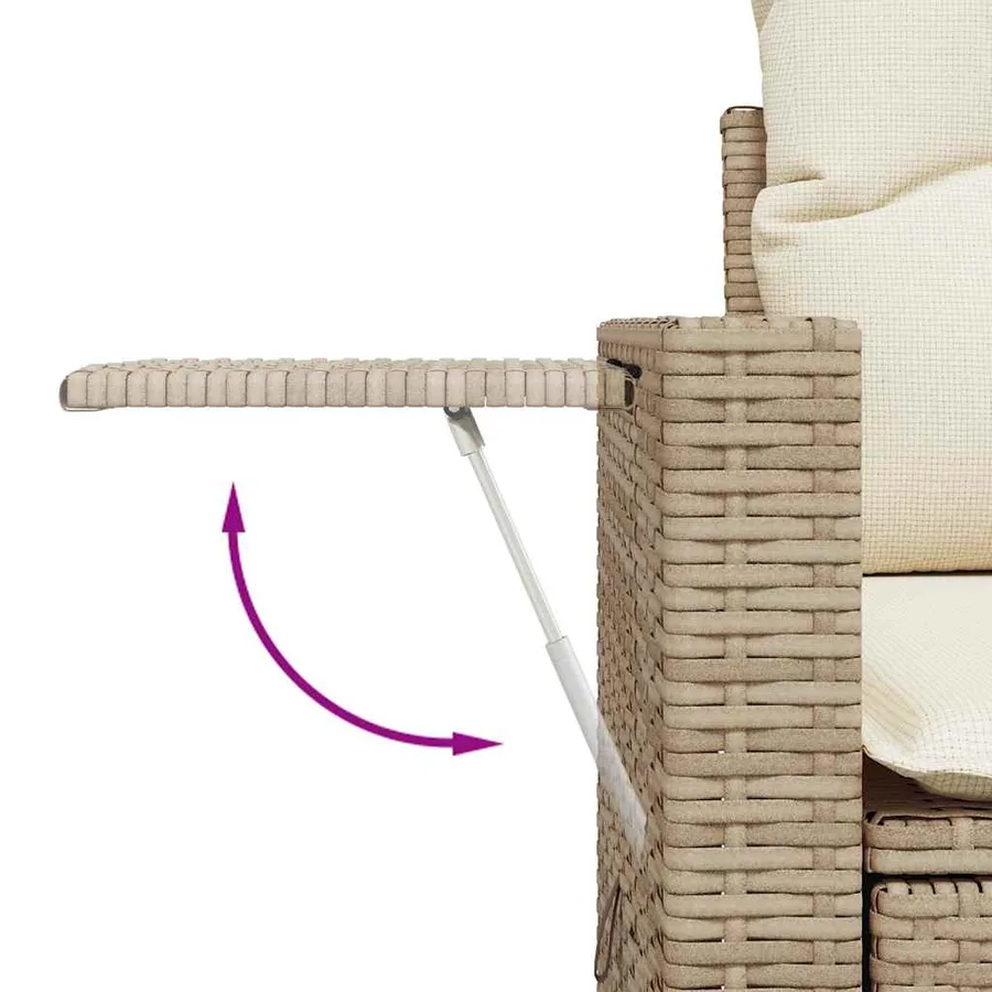 Salon de jardin avec coussins 9 pcs beige résine tressée - 10