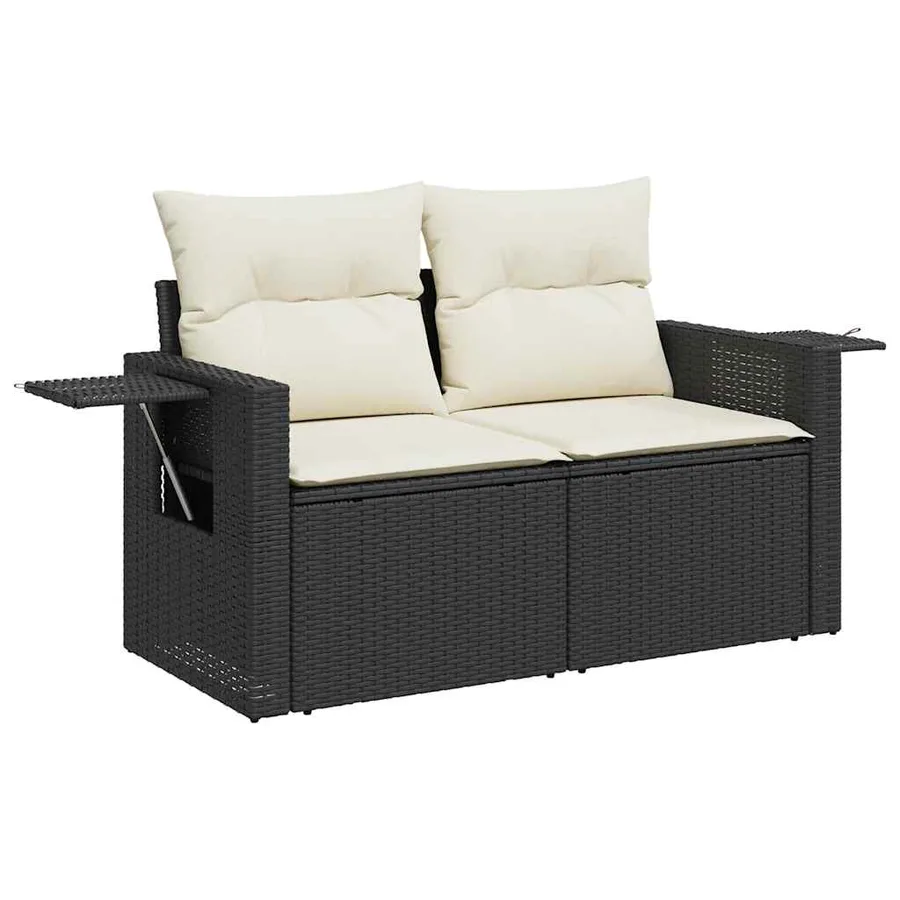Salon de jardin 11 pcs avec coussins noir résine tressée - 3